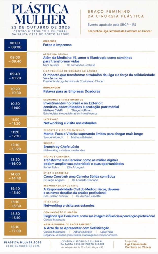 Evento Plástica Mulher em Porto Alegre - programação